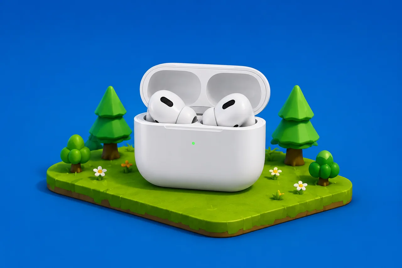 AirPods Pro on a PrizeRun low-poly island
